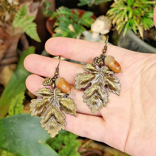 Maple Leaf Acorn Earrings