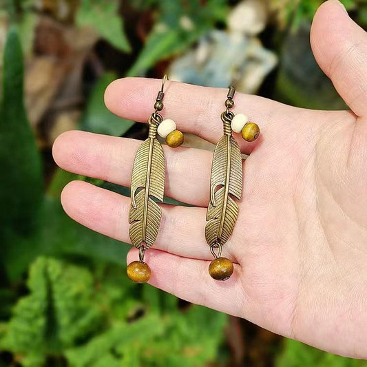 Dried fruit Feather Earrings